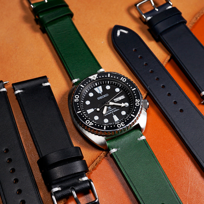 Vintage Buttero Leather Strap in Green