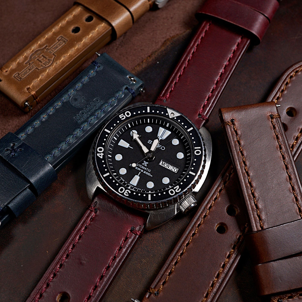 Ammo Horween Leather Strap in Chromexcel® Burgundy