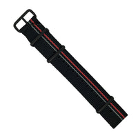 Premium Nato Strap in Black w/ Race Stripes
