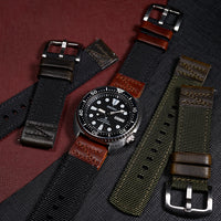 Field Canvas Watch Strap in Black Amber