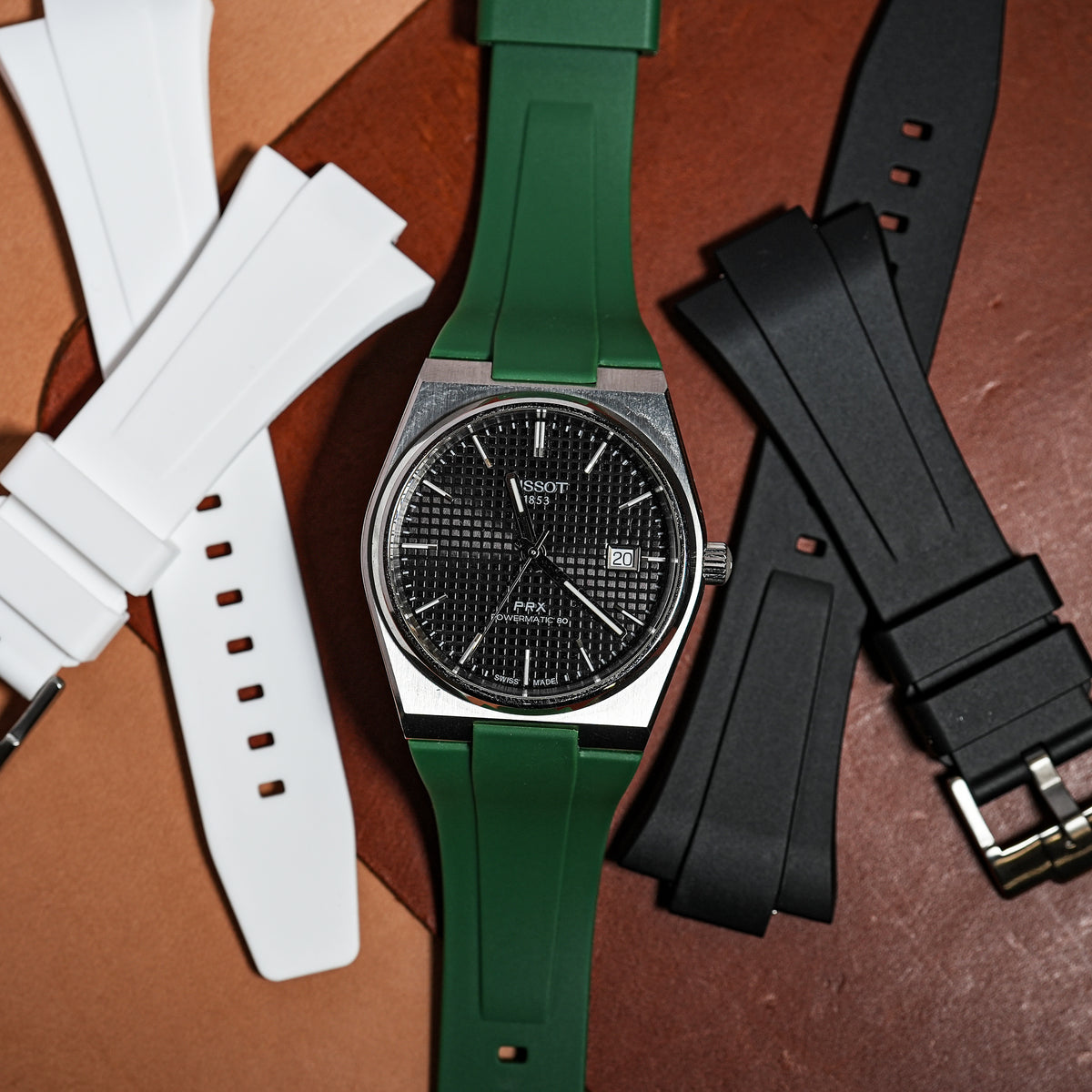 Flex Rubber Strap in Green for Tissot PRX