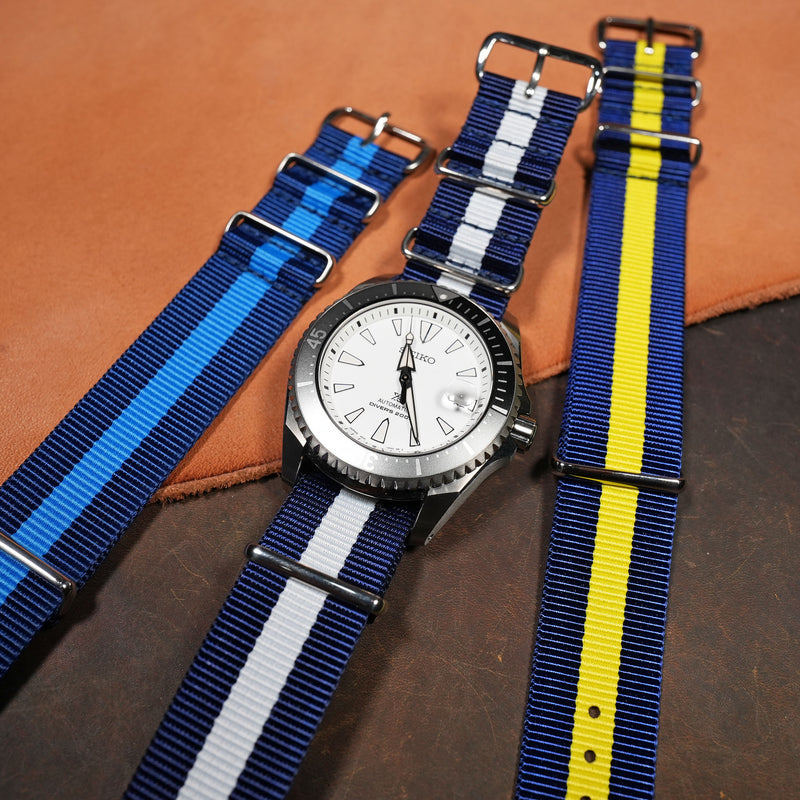 Premium Nato Strap in Navy White