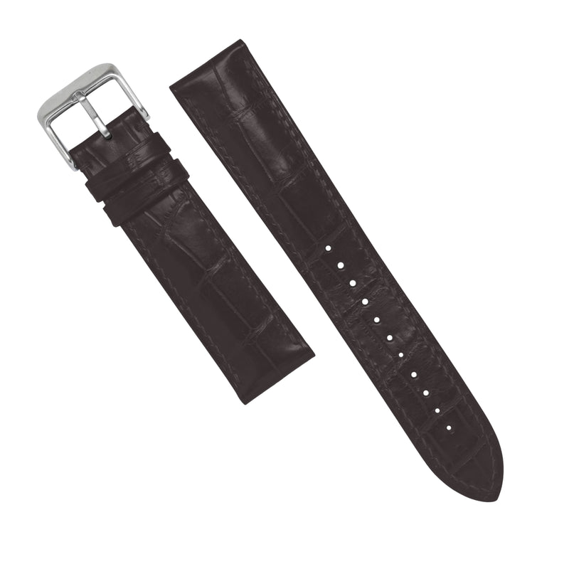 MTO Crocodile Leather Strap in Dark Brown (Matte)