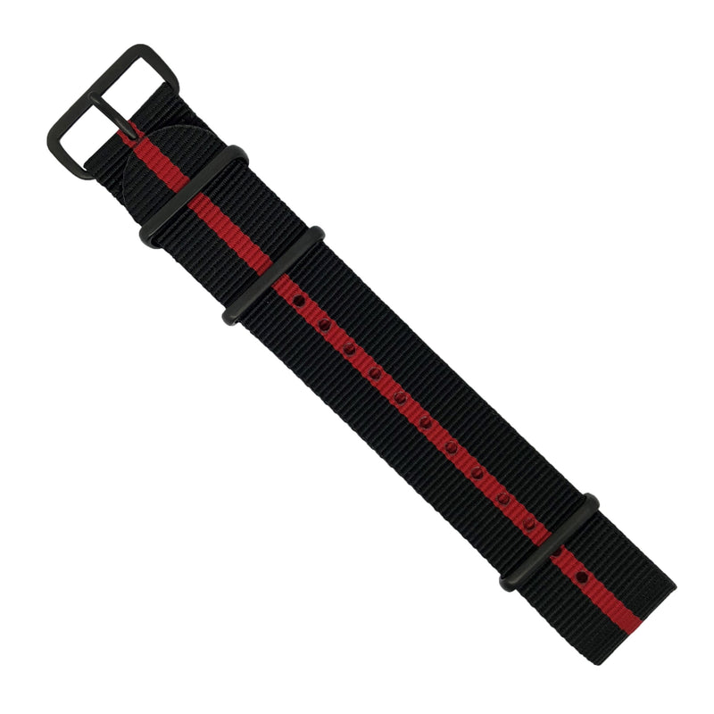 Premium Nato Strap in Black Center Red