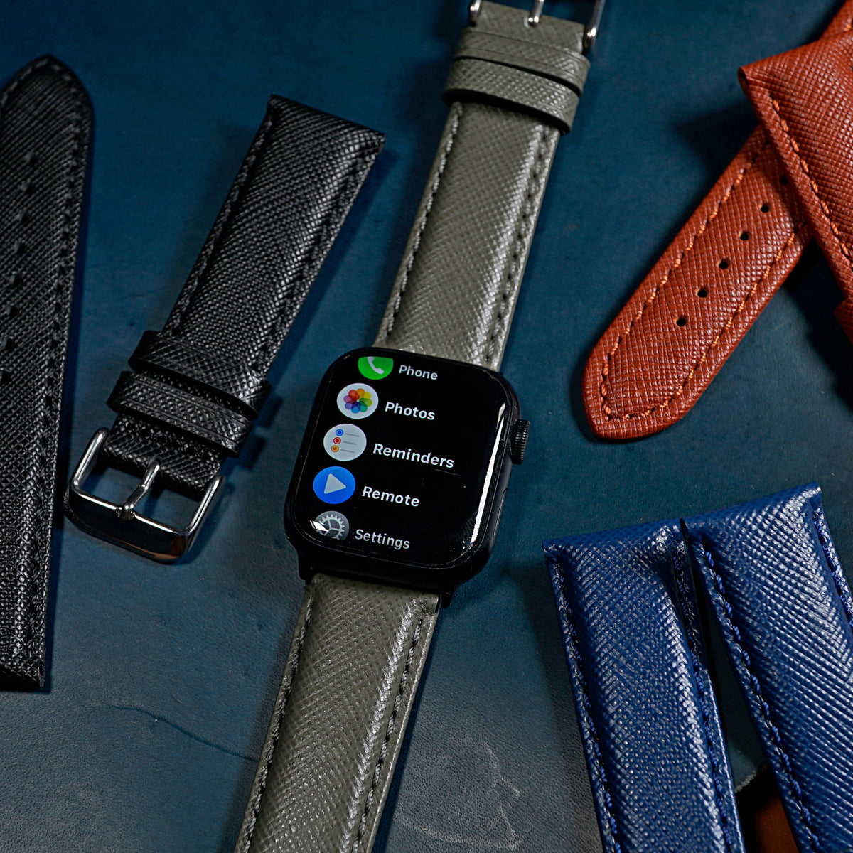 Premium Saffiano Leather Strap in Grey (Apple Watch)