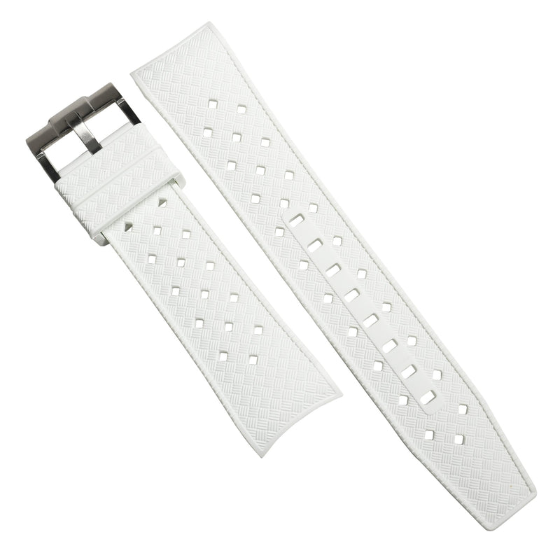 Tropik Curved End Rubber Strap for Blancpain x Swatch Scuba Fifty Fathoms in White