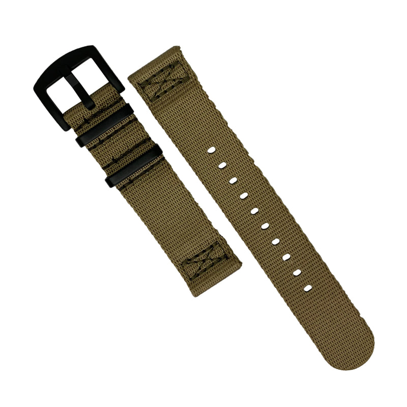 Two Piece Seat Belt Nato Strap in Khaki