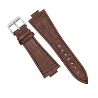Genuine Croc Pattern Leather Watch Strap in Brown (Tissot PRX 40)