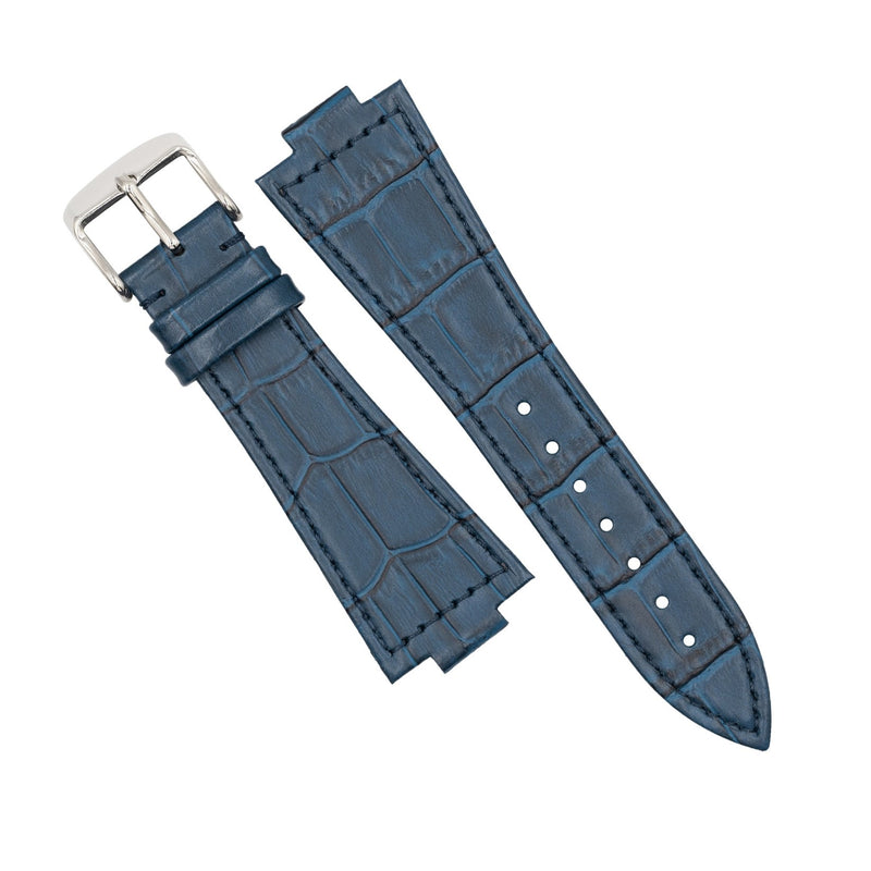 Genuine Croc Pattern Leather Watch Strap in Navy (Tissot PRX 40)