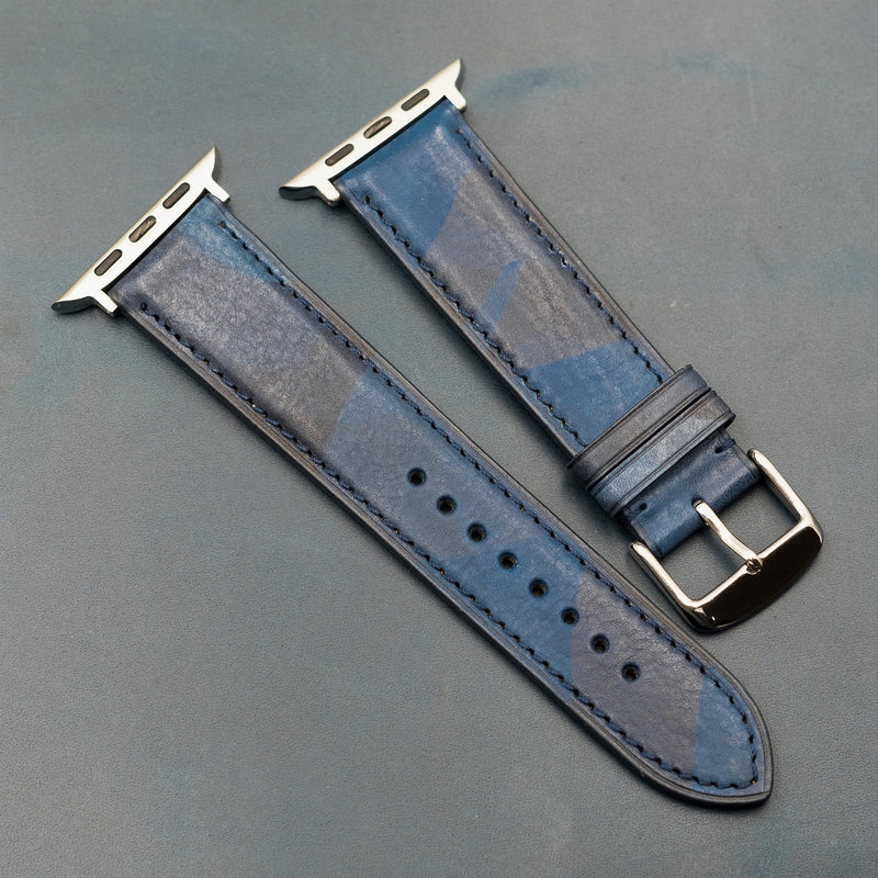 Classic LPA Camo Leather Strap in Blue Camo (Apple Watch)