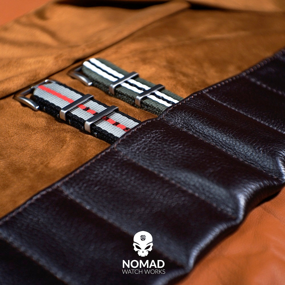 Leather Watch & Strap Roll in Brown (3+5 Slots)