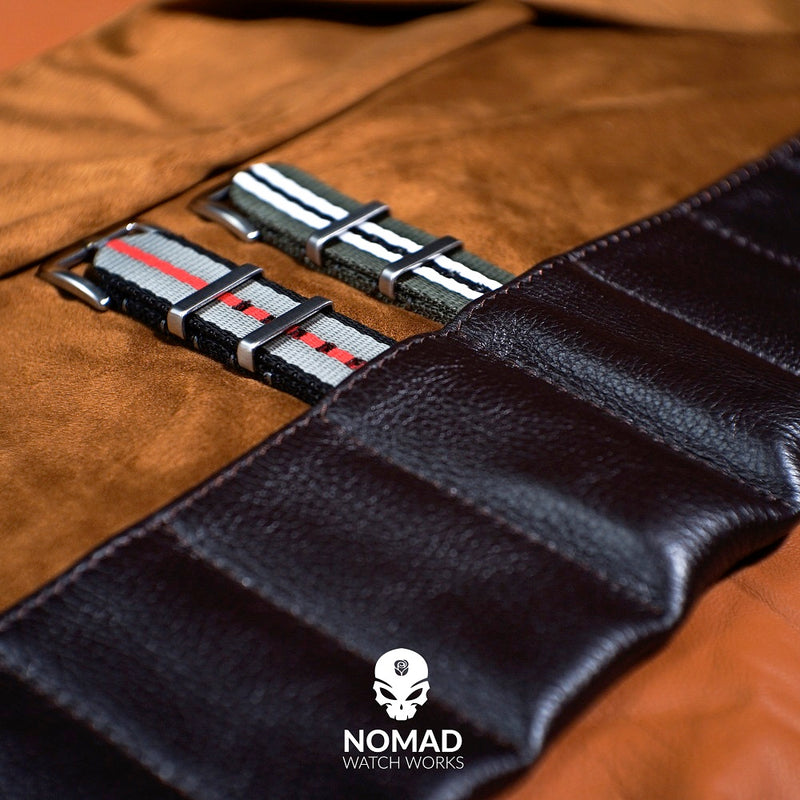 Leather Watch & Strap Roll in Brown (3+5 Slots)