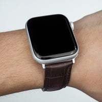 Genuine Croc Pattern Stitched Leather Strap in Brown (Apple Watch)