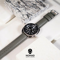 Premium Saffiano Leather Strap in Grey