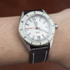 Dress Epsom Leather Strap in Black w/ White Stitching