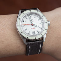 Dress Epsom Leather Strap in Black w/ White Stitching