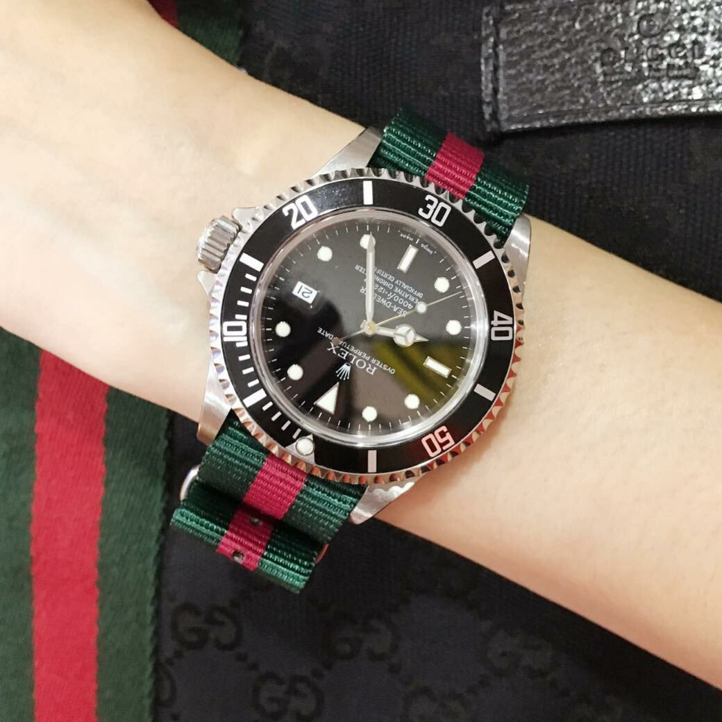 Premium Nato Strap in Green Red