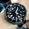 Premium Nato Strap in Black Center Red