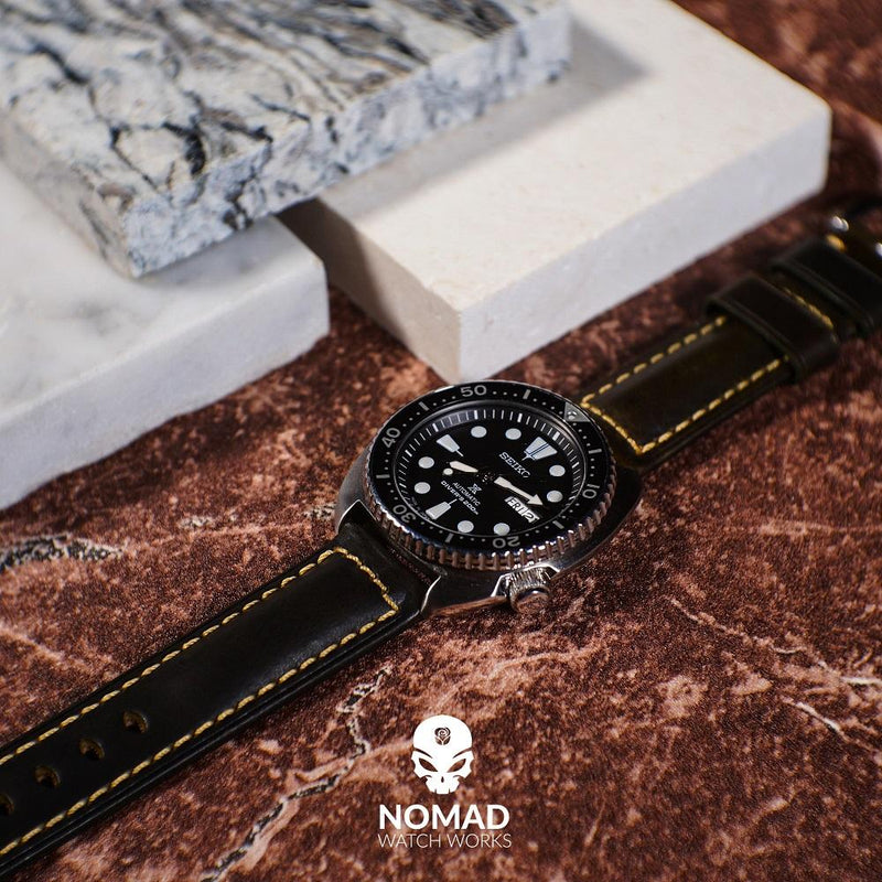 M2 Oil Waxed Leather Watch Strap in Olive