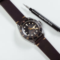 Premium Vintage Oil Waxed Leather Watch Strap in Maroon