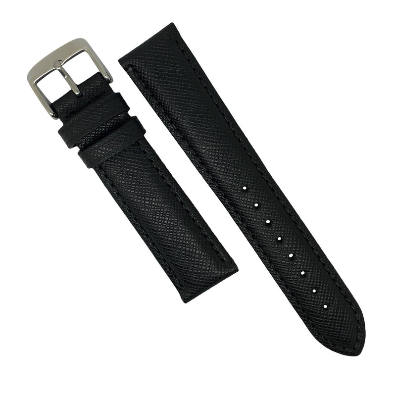 Saffiano Leather Strap in Black (18mm) - Nomadstore Singapore