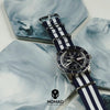 Premium Nato Strap in Navy White Small Stripes
