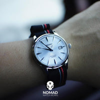 Premium Nato Strap in Black w/ Race Stripes