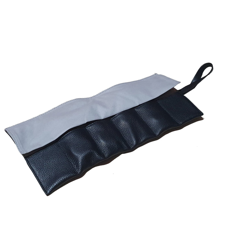 Leather Watch Roll in Black (6 Watch Slots)
