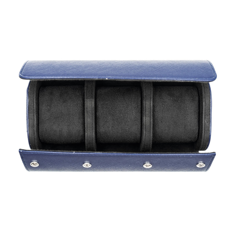 Saffiano Leather Watch Case in Navy (3 Slots)