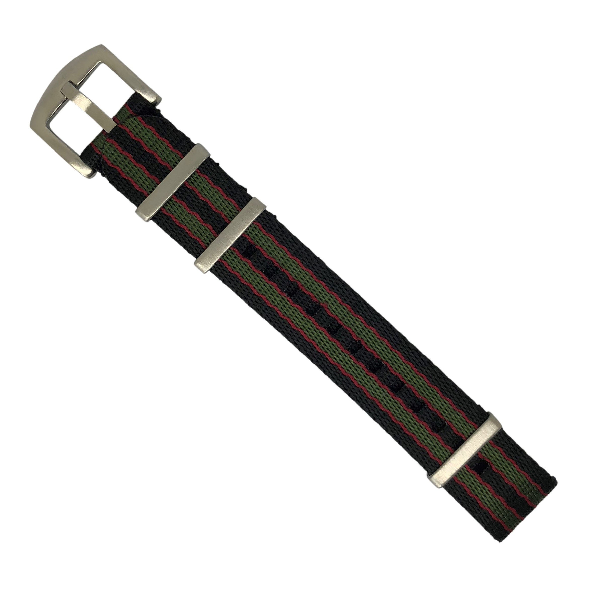 Seat Belt Nato Strap in Black Green Red (James Bond)