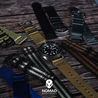Two Piece Seat Belt Nato Strap in Black Green Red (James Bond)